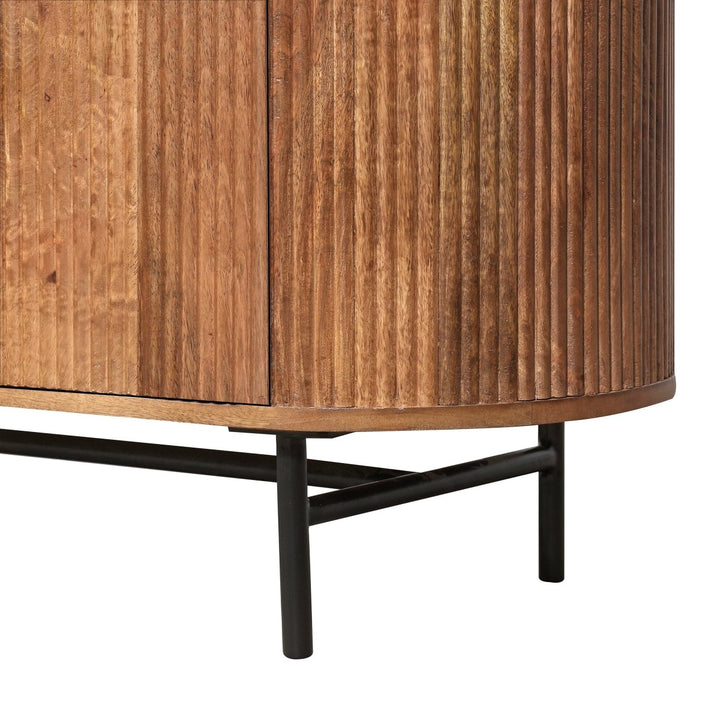 Grooved Mango Wood TV Unit