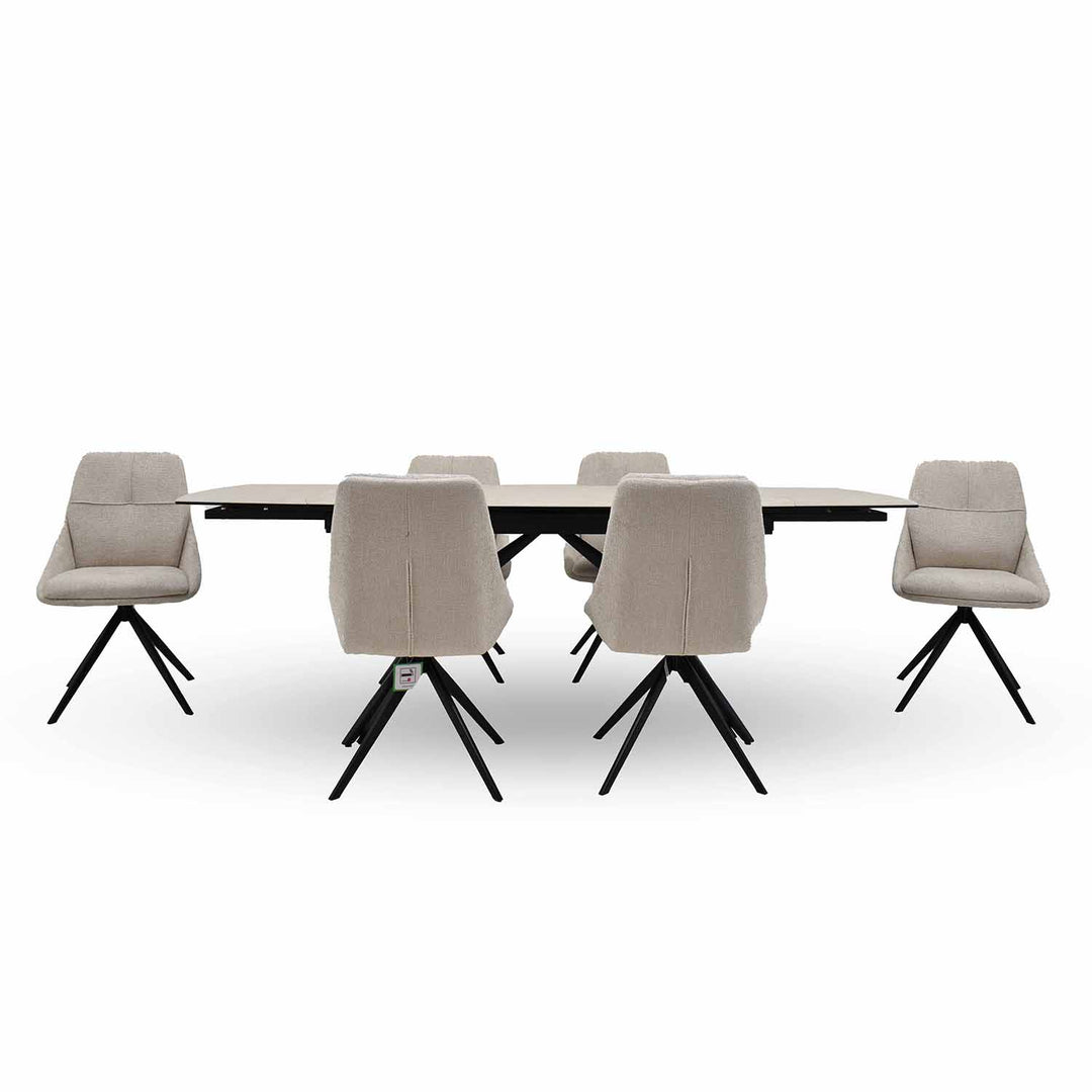 Euphoria extending dining table with Harley dining chair set