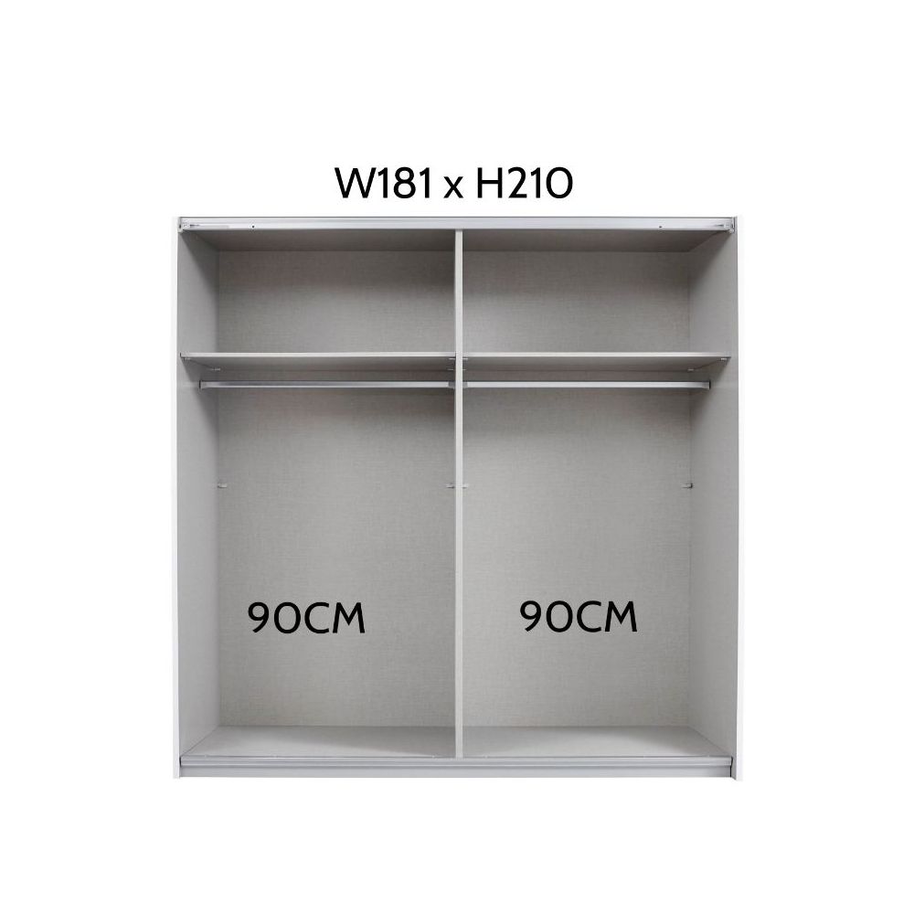 Rauch Luma 181cm 2 Door Sliding Wardrobe with 1 Glass Door and 1 Mirror Door