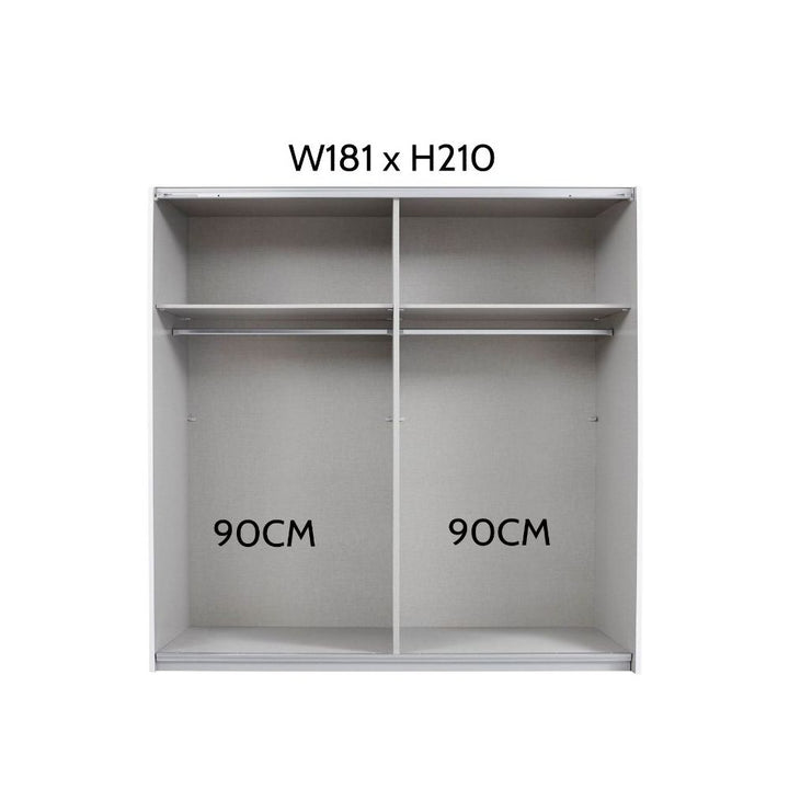 Rauch Luma 181cm 2 Door Sliding Wardrobe with 1 Glass Door and 1 Mirror Door