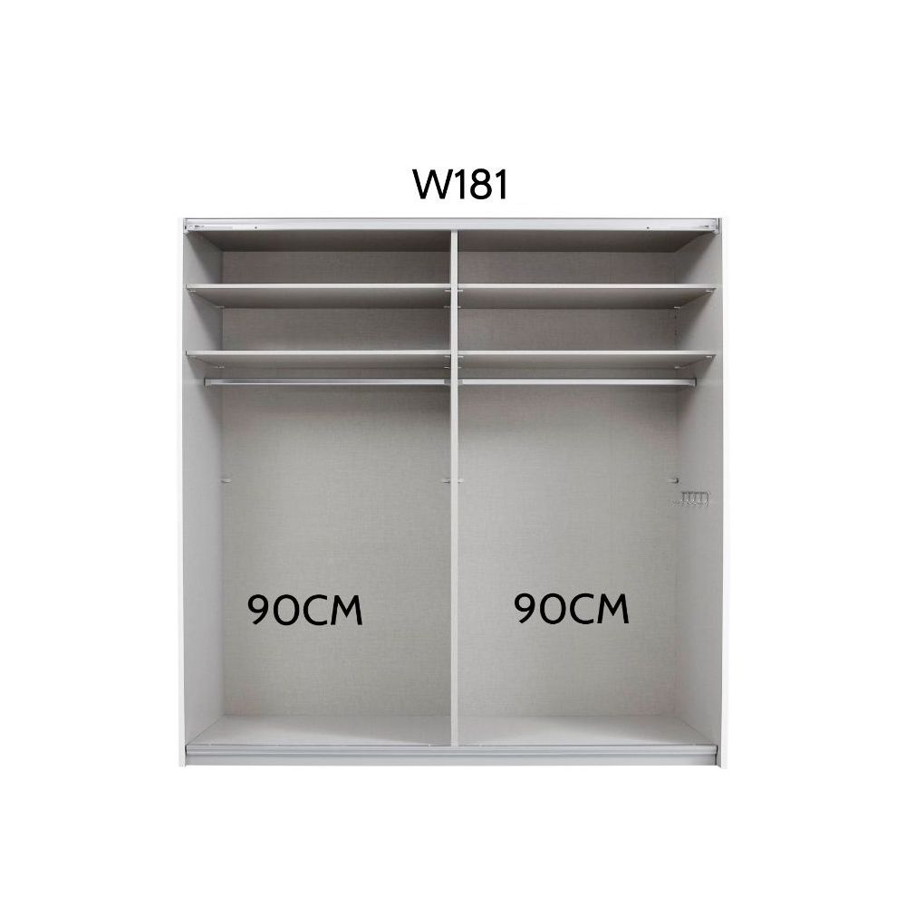 Rauch Luma 181cm 2 Door Sliding Wardrobe with 1 Decor Door and 1 Mirror Door