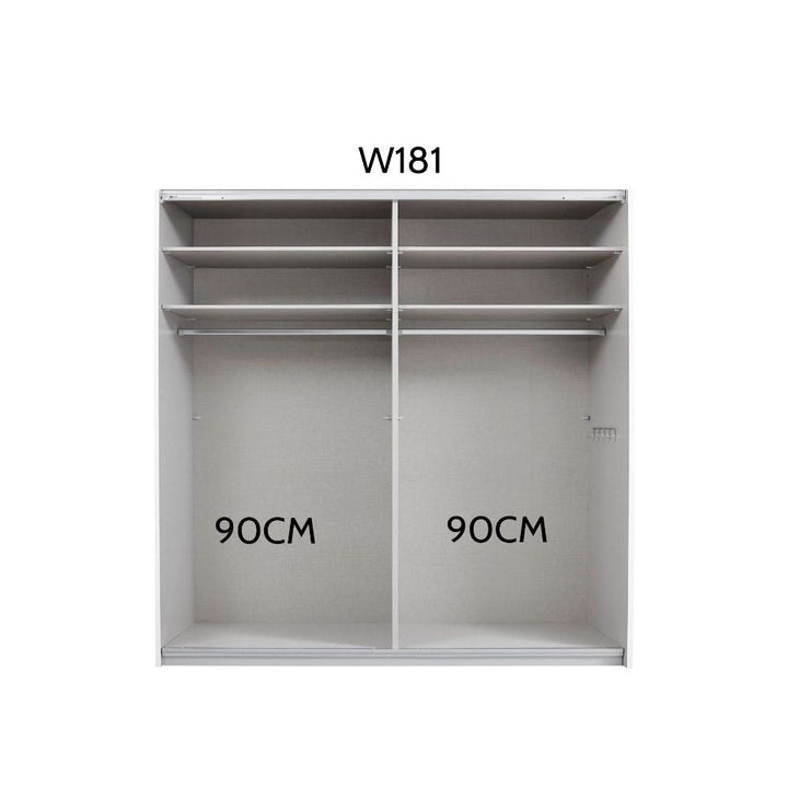 Rauch Luma 181cm 2 Door Sliding Wardrobe with 1 Decor Door and 1 Mirror Door