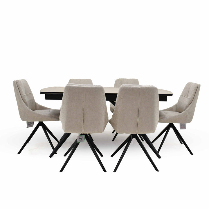 Euphoria extending dining table with Harley dining chair set