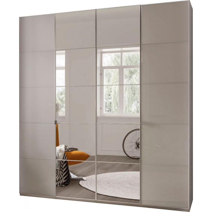 Wiemann Quito Champagne and Champagne Glass With Mirror 4 Door Wardrobe - 200CM