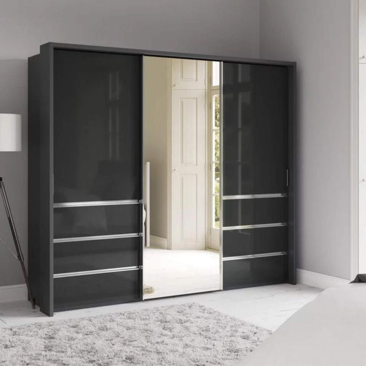 Wiemann Pacific 260cm 3 Door Sliding Wardrobe with Drawers at Left and Right
