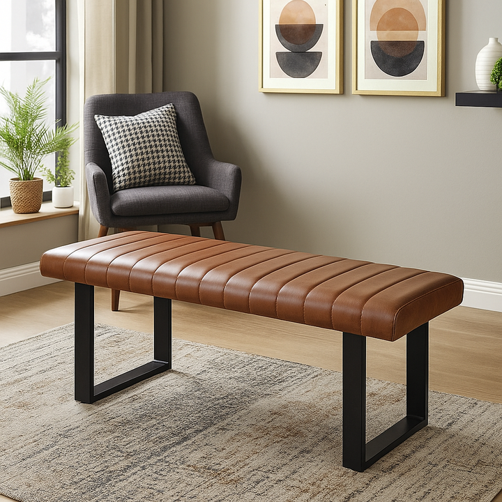 Fusion Retro Stitch 120cm Low Bench - Tan