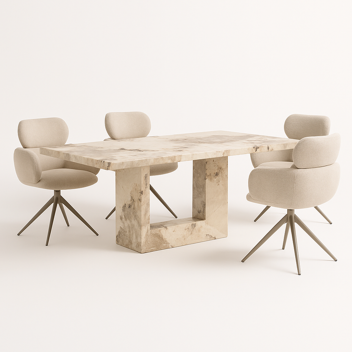 Artemis 1600 Table with 4 Apollo Swivel Dining Chairs