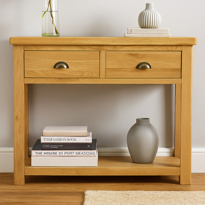 Portland 2 Drawer Console Table-oak