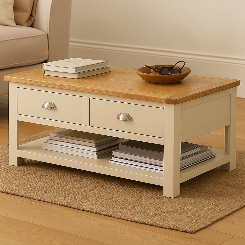 Portland Coffee Table with Drawers-stone