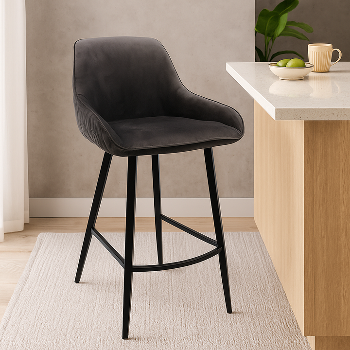 Stamford Bar Stool - Grey Velvet