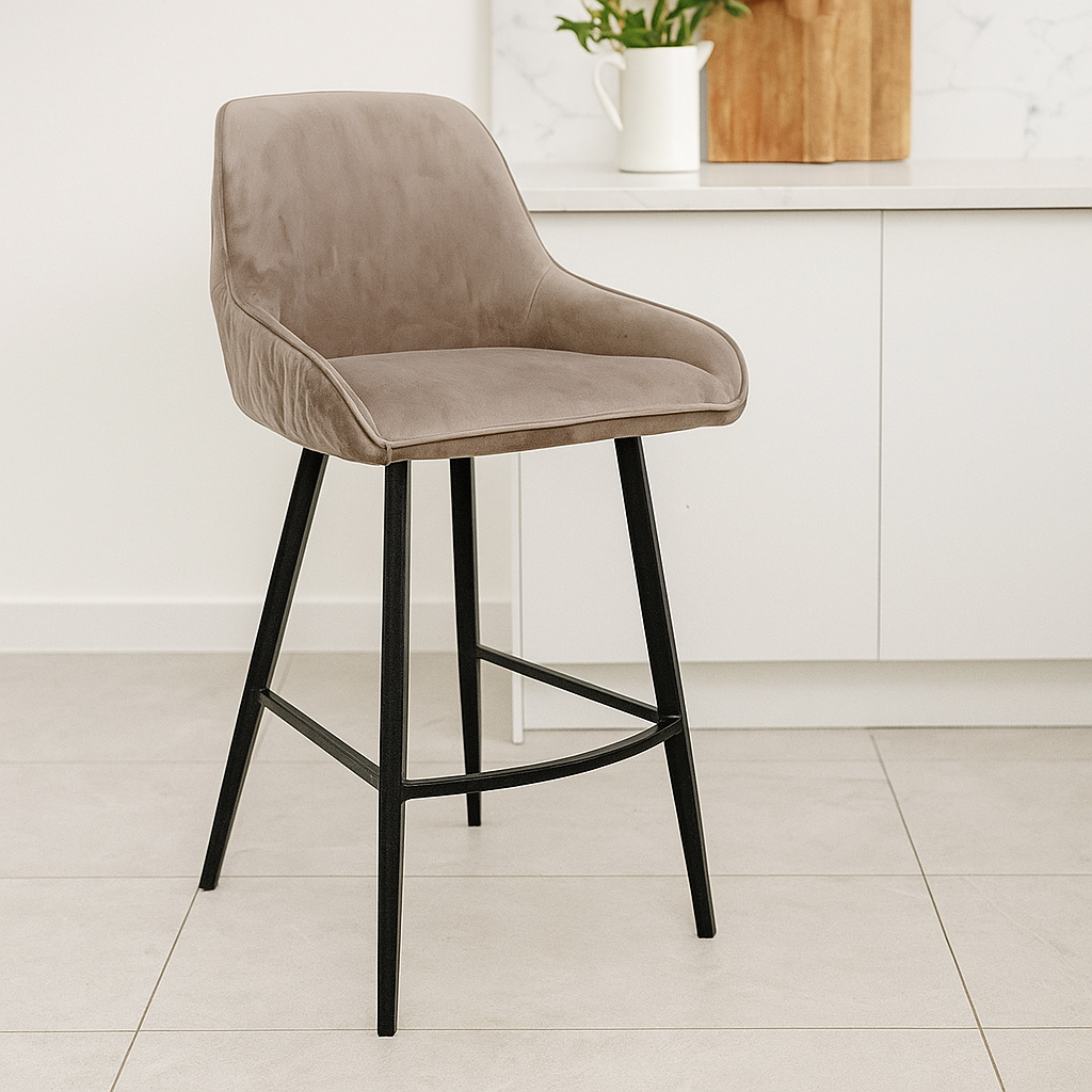 Stamford Bar Stool - Taupe Velvet