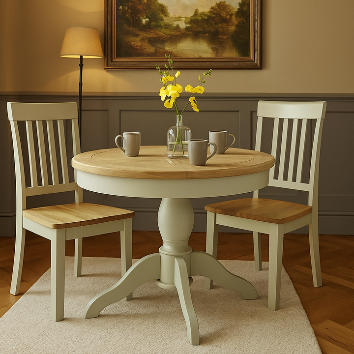 Portland Grand Round Butterfly Extending Dining Table - stone