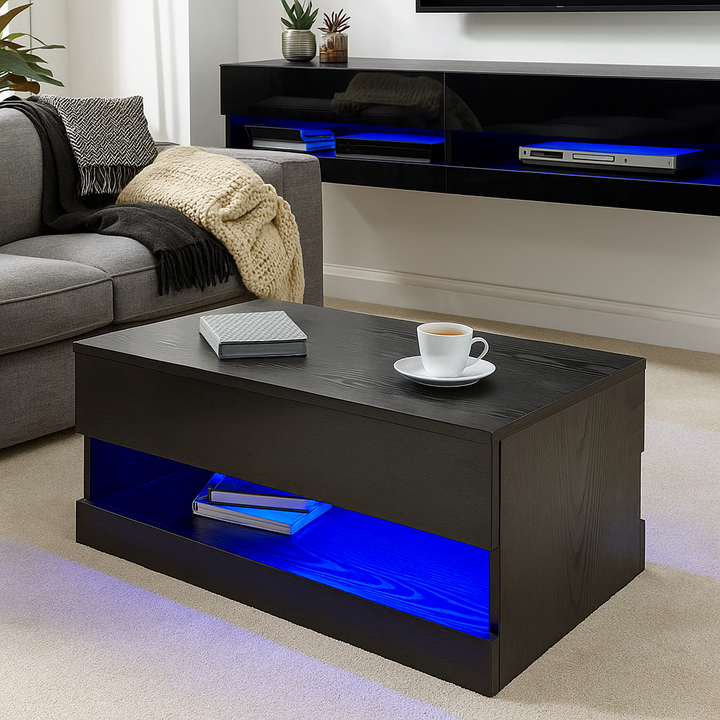 GraphiteWave LED Coffee Table Black