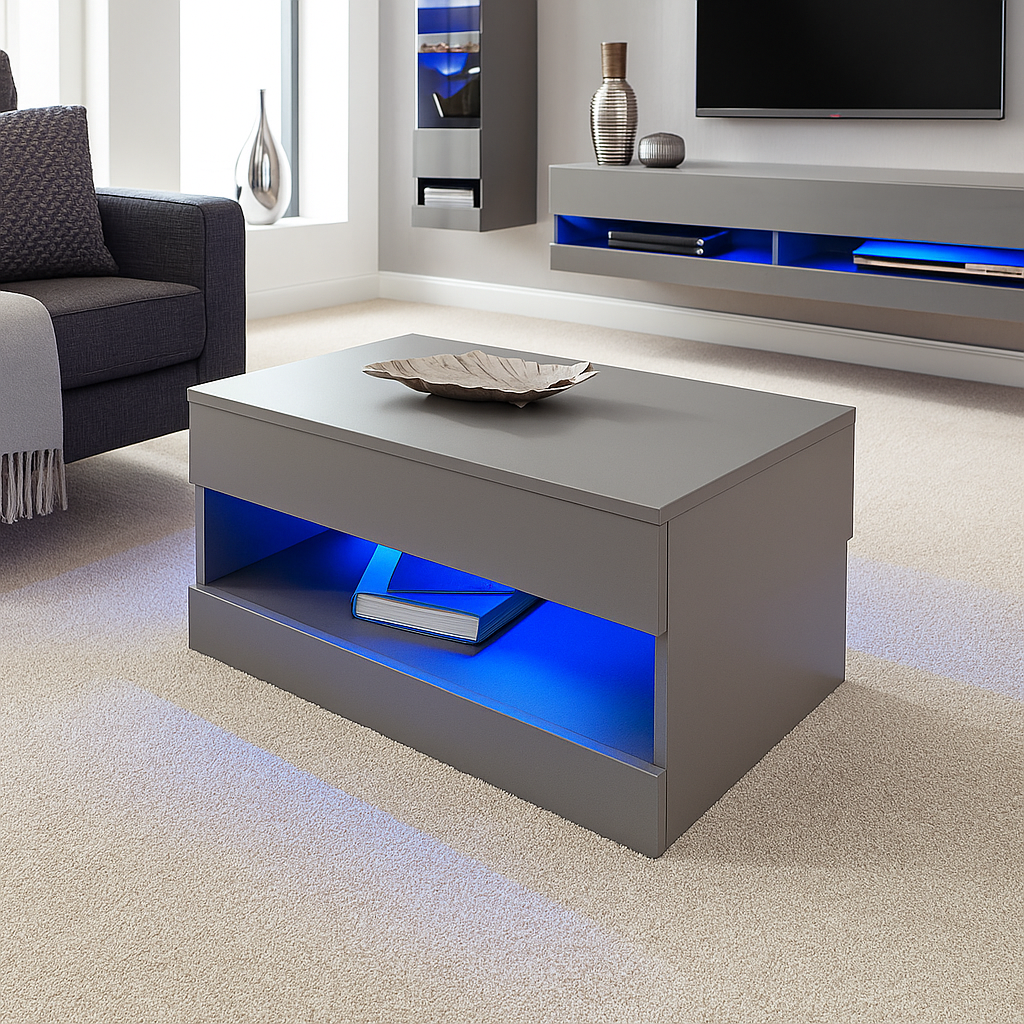 GreyMist LED Coffee Table