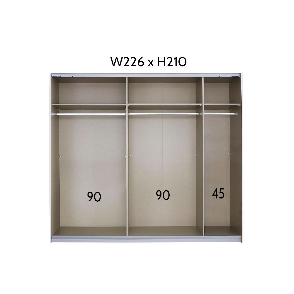 Rauch Luma 226cm 2 Door Sliding Wardrobe with 1 Decor Door and 1 Mirror Door