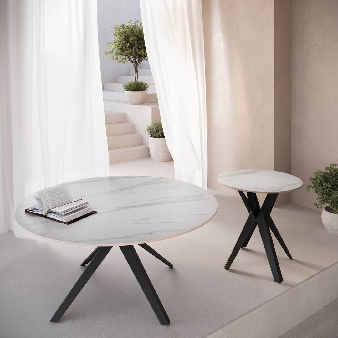 Modern White Ceramic Coffee Table with Gloss Finish