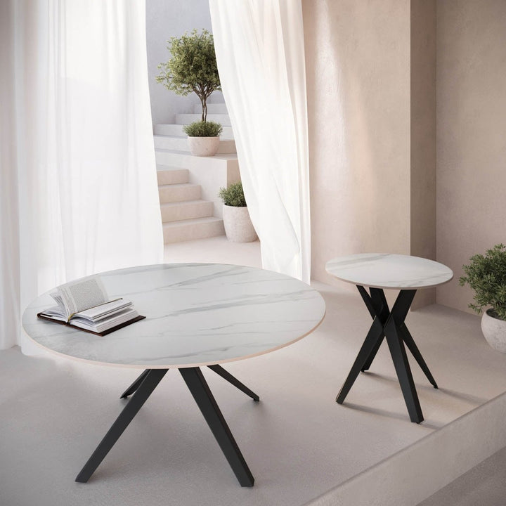 Modern White Ceramic Coffee Table with Gloss Finish