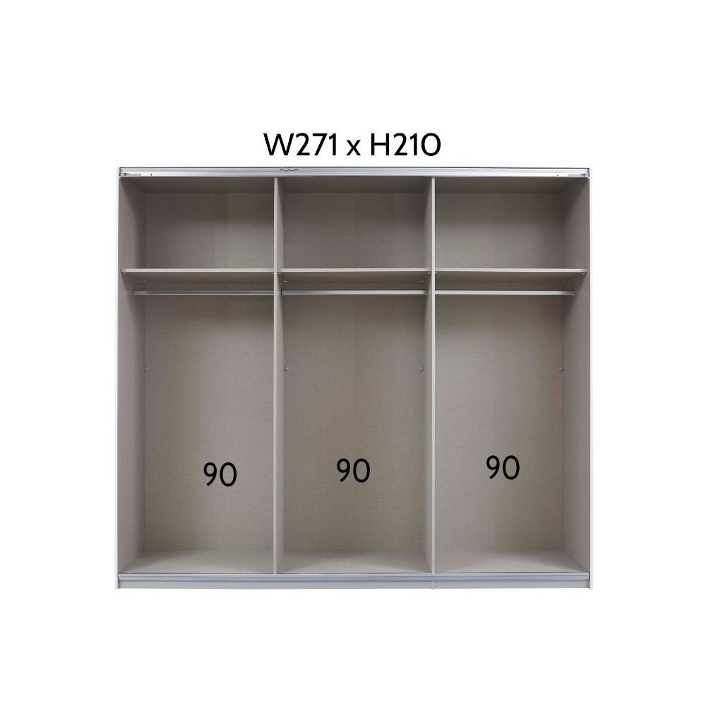 Rauch Luma 271cm 2 Door Sliding Wardrobe with 1 Decor Door and 1 Mirror Door