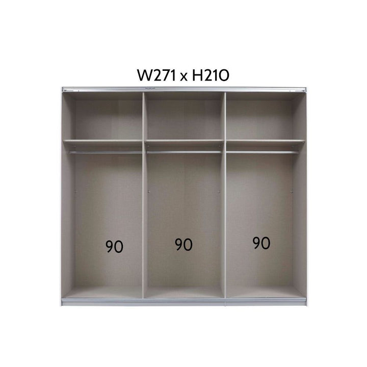 Rauch Luma 271cm 2 Door Sliding Wardrobe with 1 Decor Door and 1 Mirror Door