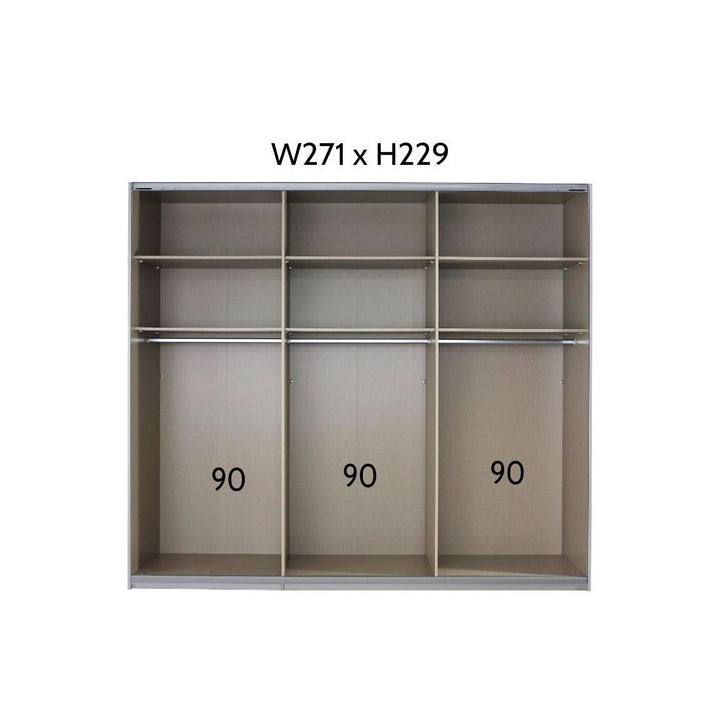 Rauch Luma 271cm 2 Door Sliding Wardrobe with 1 Decor Door and 1 Mirror Door