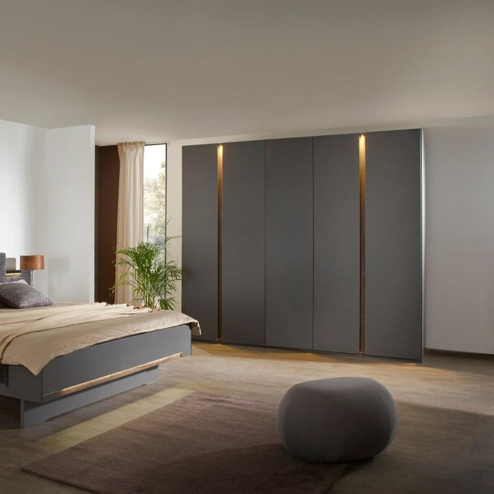 Lando 5 Door Hinged Wardrobe with Lighting