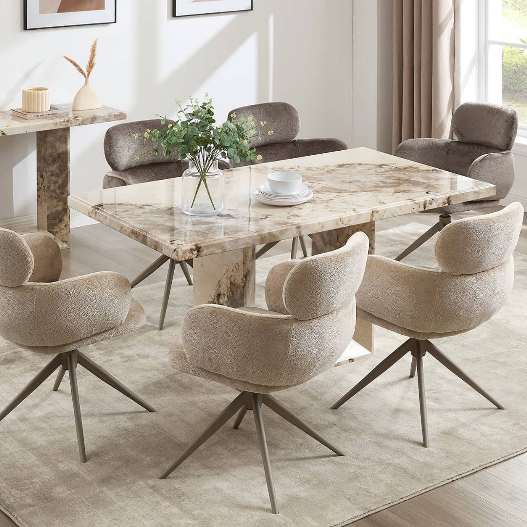 Artemis 1600 Table with 4 Apollo Swivel Dining Chairs