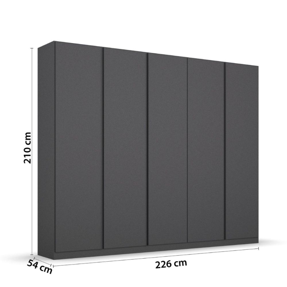 Rauch Monostar Metallic Grey 5 Door Hinged Wardrobe W226CM