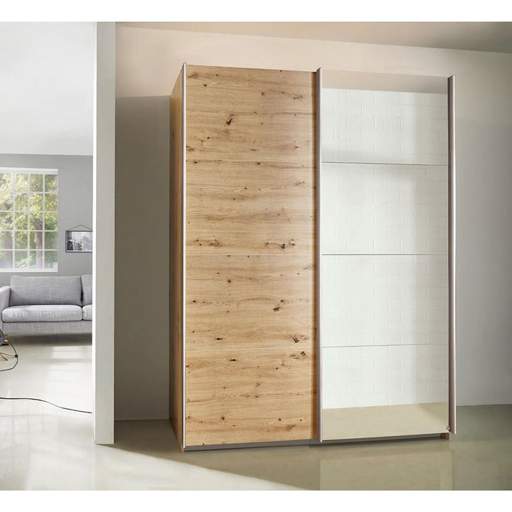 Rauch Artisan Mirror Sliding Door Wardrobe-Oak