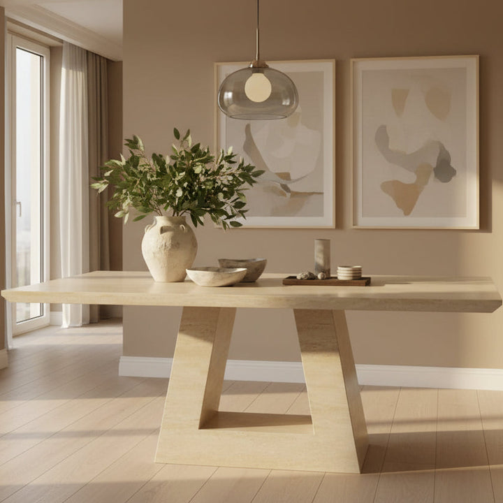 Pluto Beige Marble Dining Table 200cm
