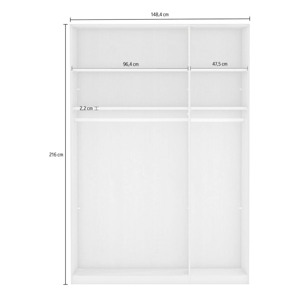 Wiemann Berlin Graphite Glass & Mirror Front Hinged Door Wardrobe