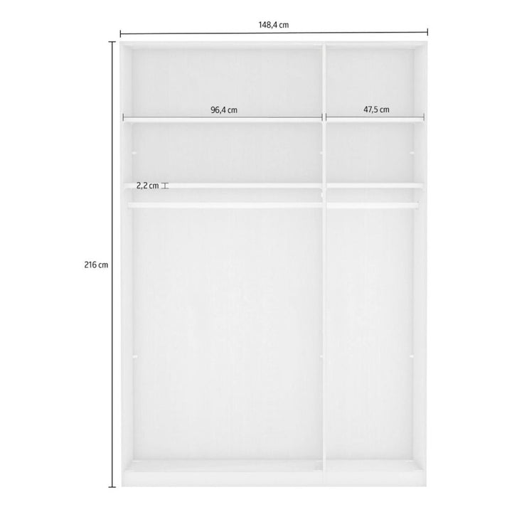 Wiemann Berlin Graphite Glass & Mirror Front Hinged Door Wardrobe