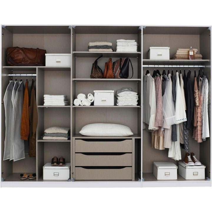 Rauch Bellezza High Gloss White and Artisan Oak 6 Door Hinged wardrobe