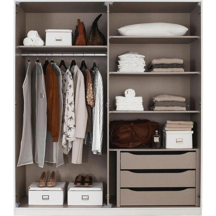 Rauch Bellezza High Gloss White and Grey 4 Door Hinged wardrobe