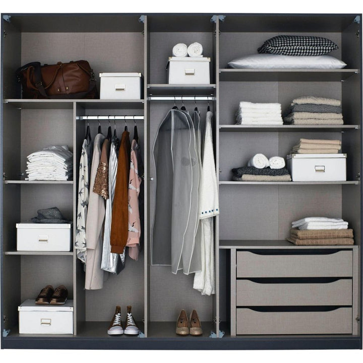 Rauch Bellezza High Gloss White and Grey 5 Door Hinged wardrobe