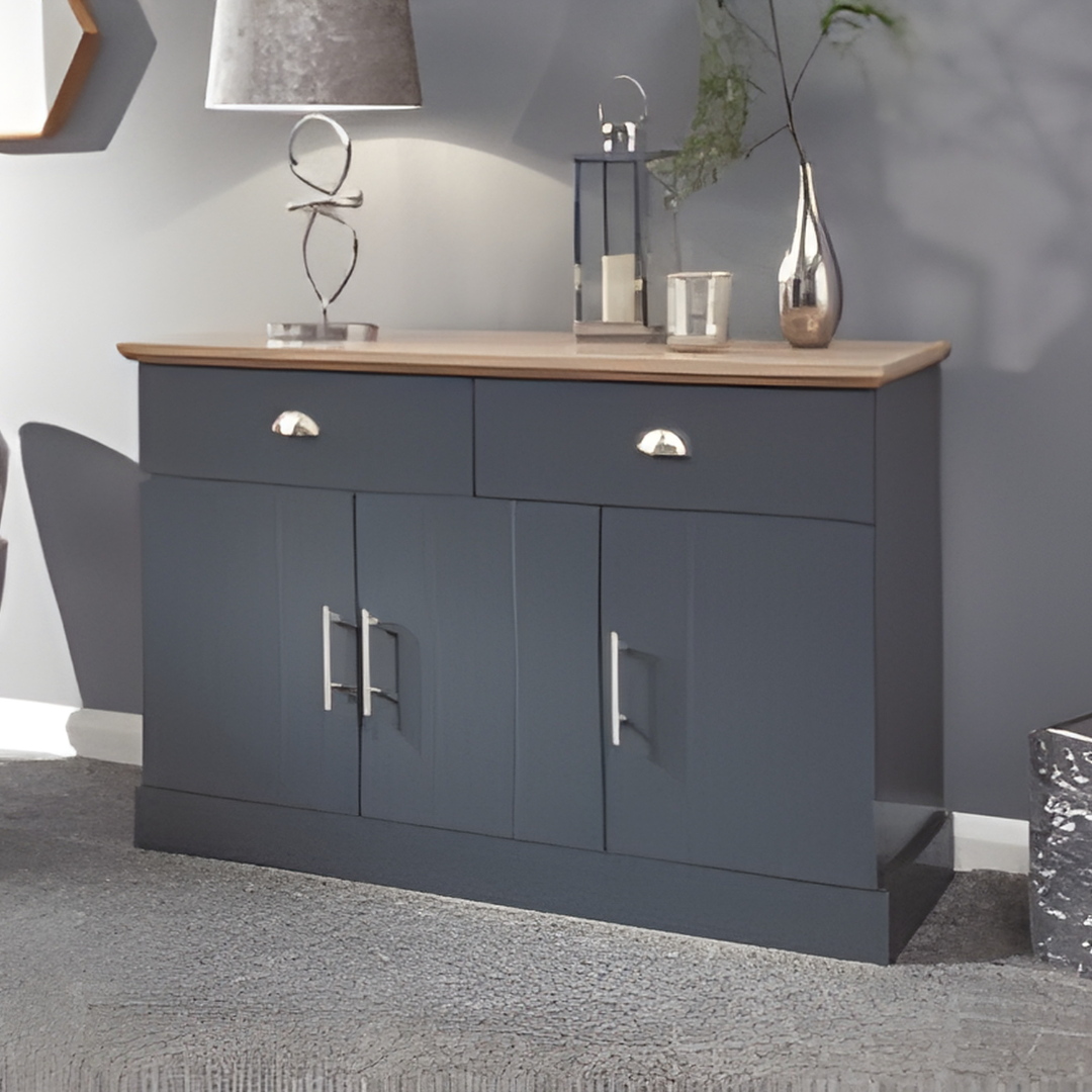 Slate Blue Sideboard with Oak‑Effect Top