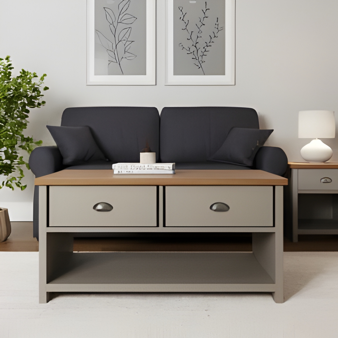 LANCASTER 2 DRAWER COFFEE TABLE GREY