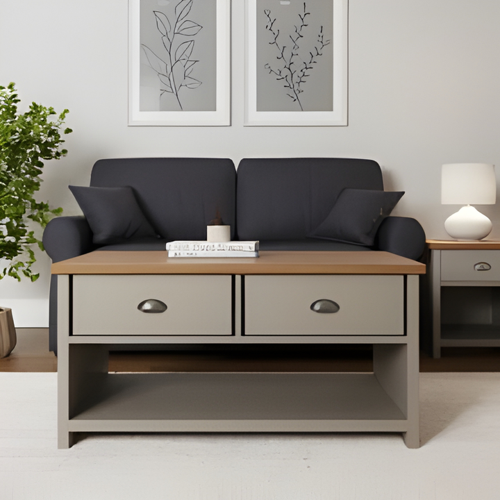 LANCASTER 2 DRAWER COFFEE TABLE GREY