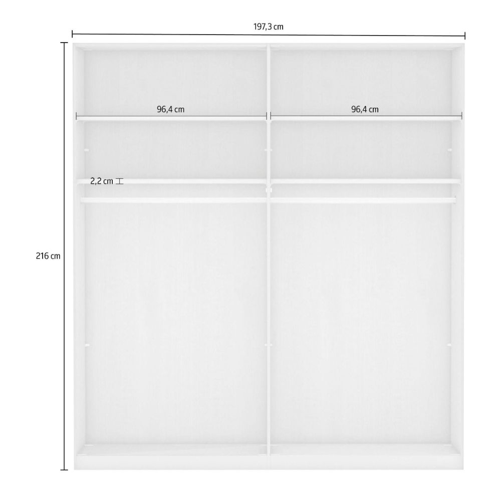 Wiemann Berlin Graphite Glass & Mirror Front Hinged Door Wardrobe