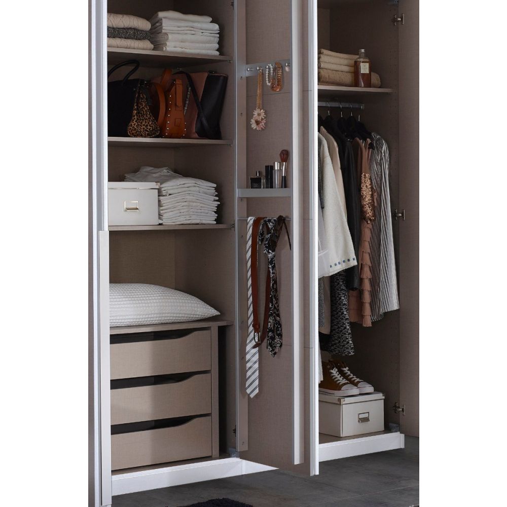 Rauch Bellezza High Gloss White and Grey 4 Door Hinged wardrobe