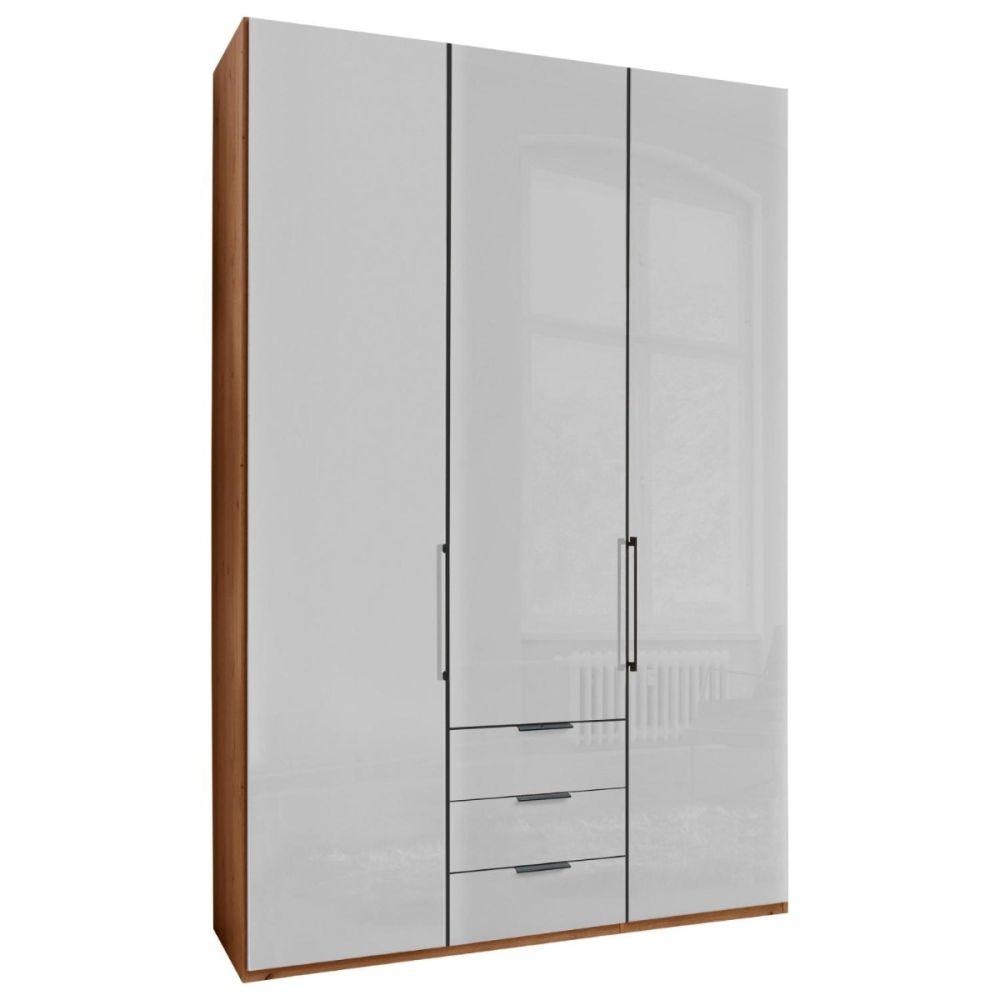 Wiemann Monaco 3 Door Hinged Glass Front Wardrobe With Drawers