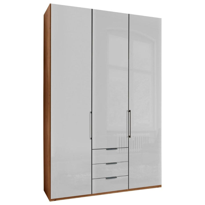 Wiemann Monaco 3 Door Hinged Glass Front Wardrobe With Drawers