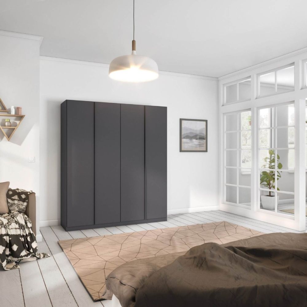 Rauch Monostar Metallic Grey 4 Door Hinged Wardrobe W181CM