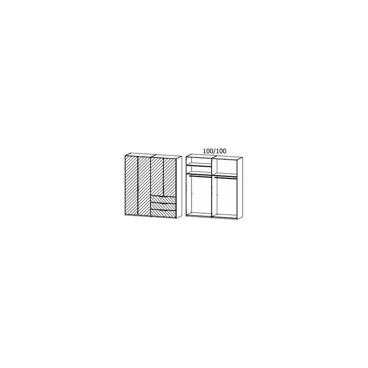 Rauch Miramar Lynx White Glass & Mirror Front 4 Door Hinged Combi Wardrobe