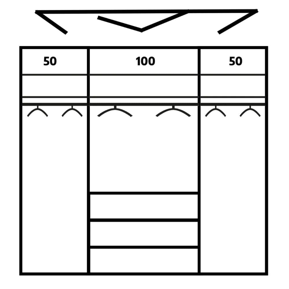 Rauch Erimo Style 1 Graphite & White Glass Bi-Folding Doors Combi Wardrobe