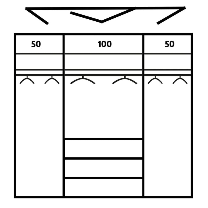 Rauch Erimo Style 1 Graphite & White Glass Bi-Folding Doors Combi Wardrobe