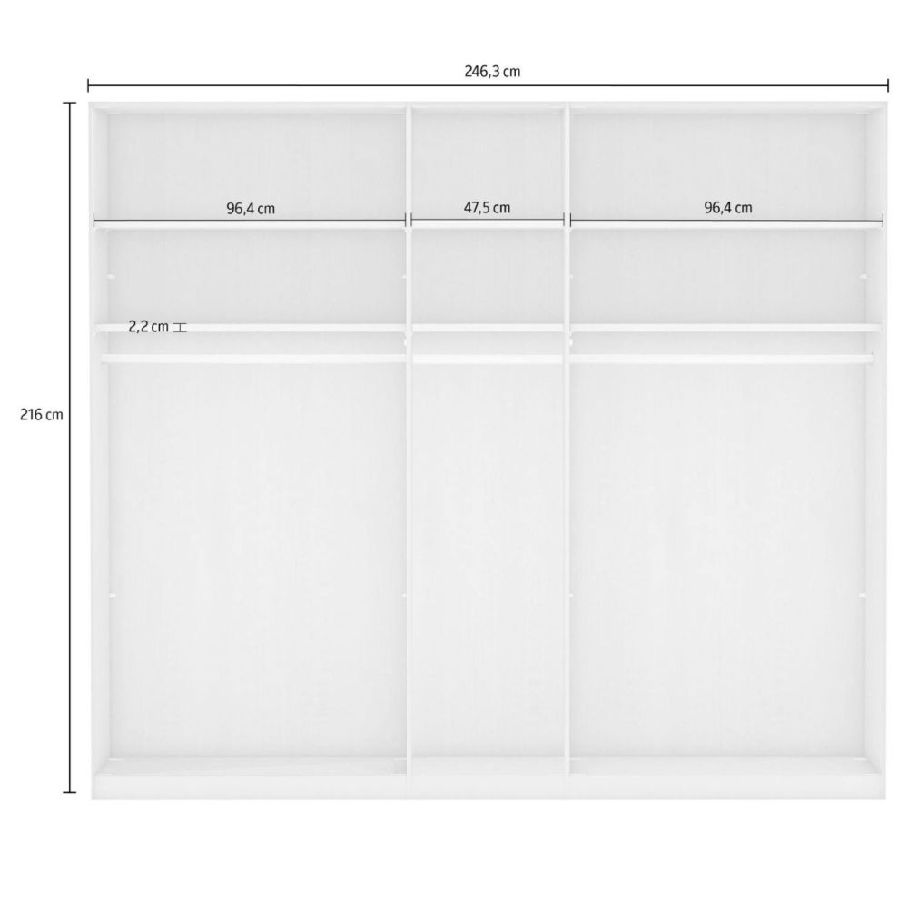 Wiemann Berlin Graphite Glass & Mirror Front Hinged Door Wardrobe
