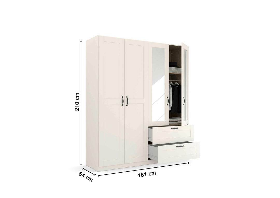 Rauch Cottage 4 Door Combi Wardrobe with Mirror