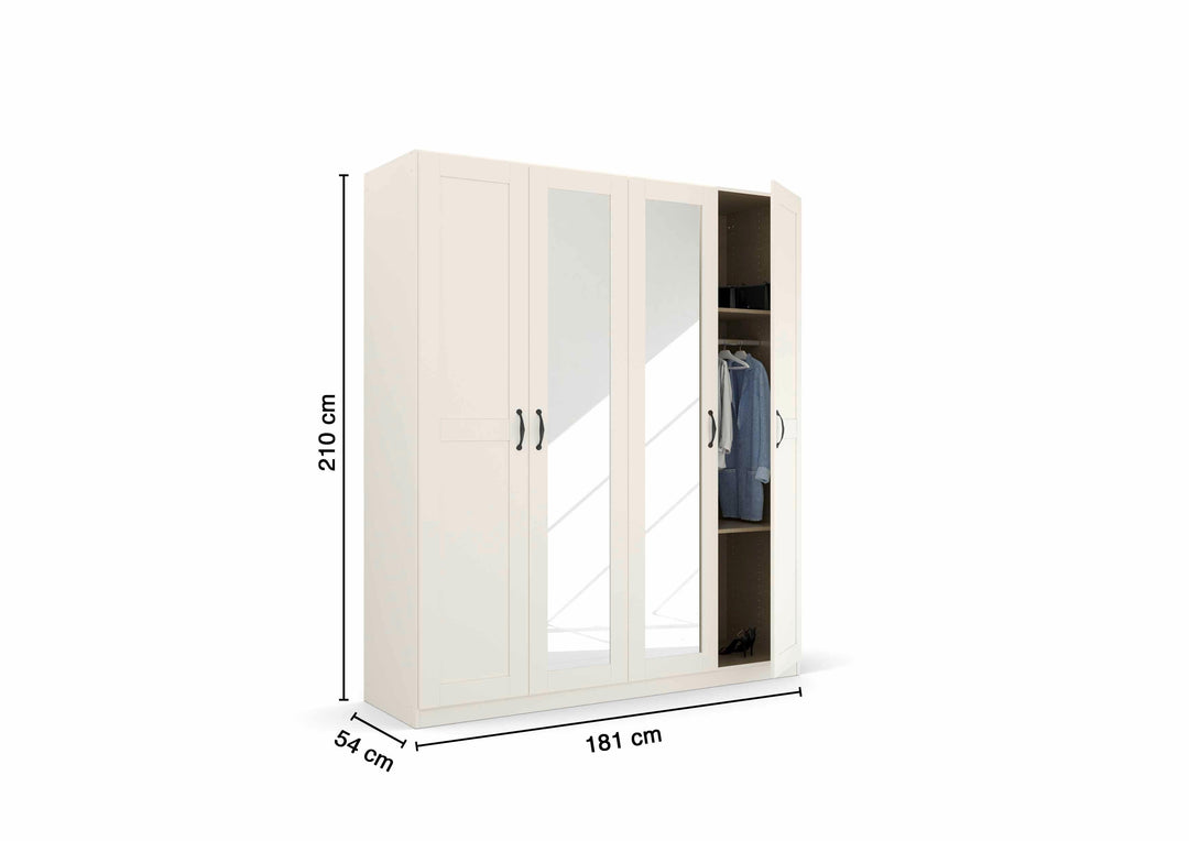 Rauch Cottage 4 Door Hinged Wardrobe with Mirror