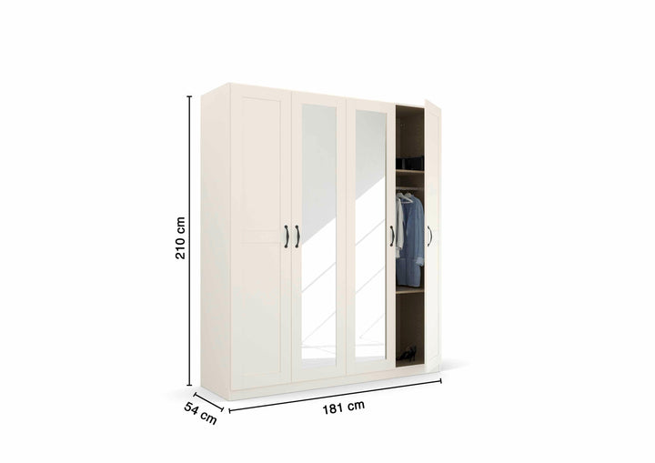 Rauch Cottage 4 Door Hinged Wardrobe with Mirror