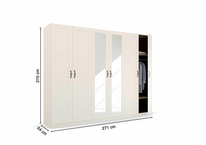 Rauch Cottage 6 Door Hinged Wardrobe with Mirror